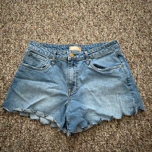 Kut from the Kloth Blue Scalloped Jean Shorts